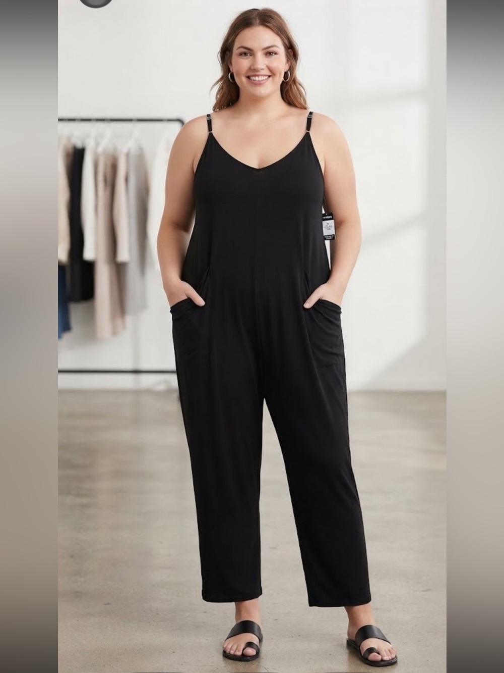 torrid NWT Black Adjustable-Strap V-Neck Jumpsuit with Pockets
